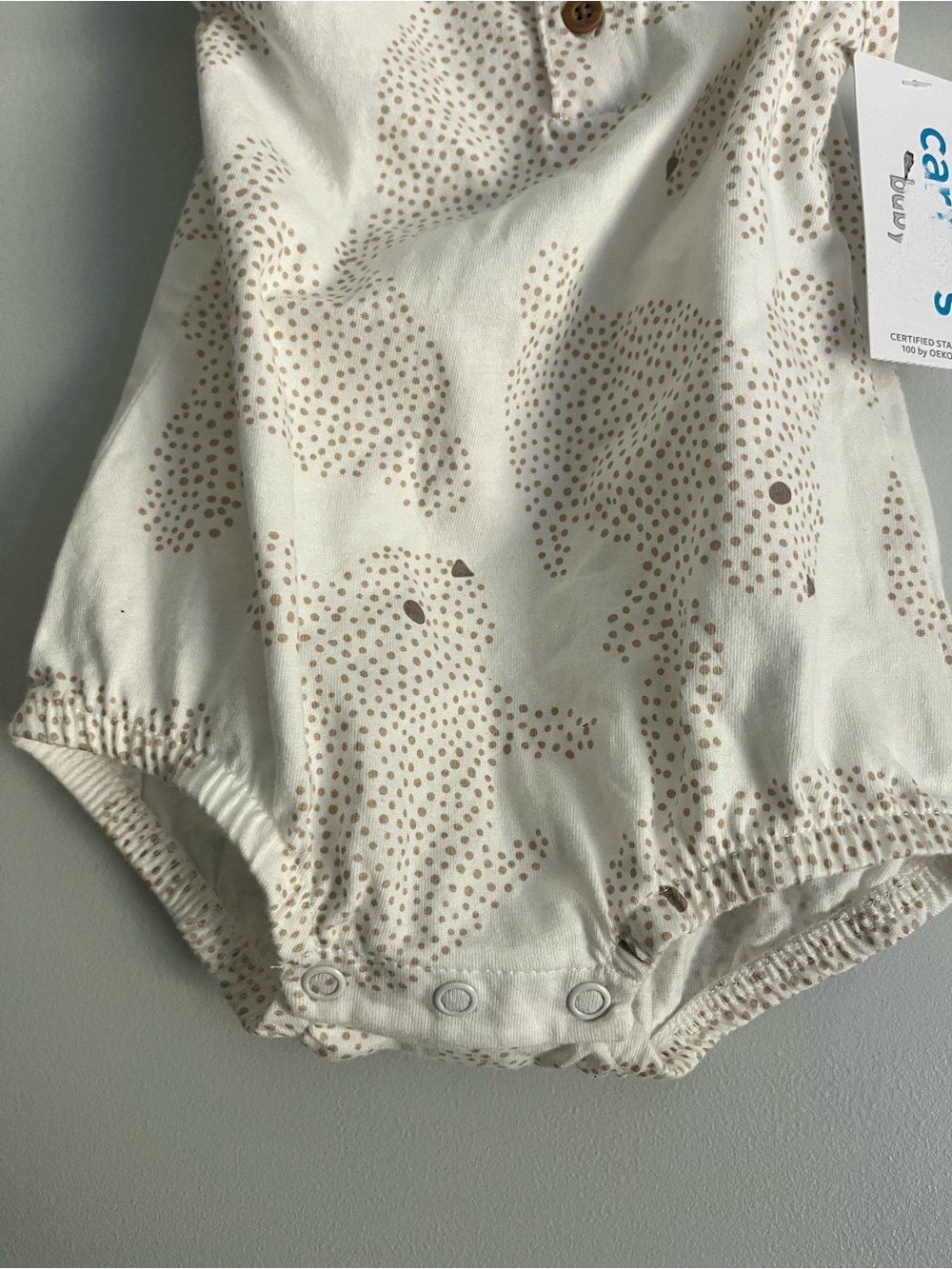 Carter's Cream Romper with Bunny Rabbit Print - Picture 3 of 4